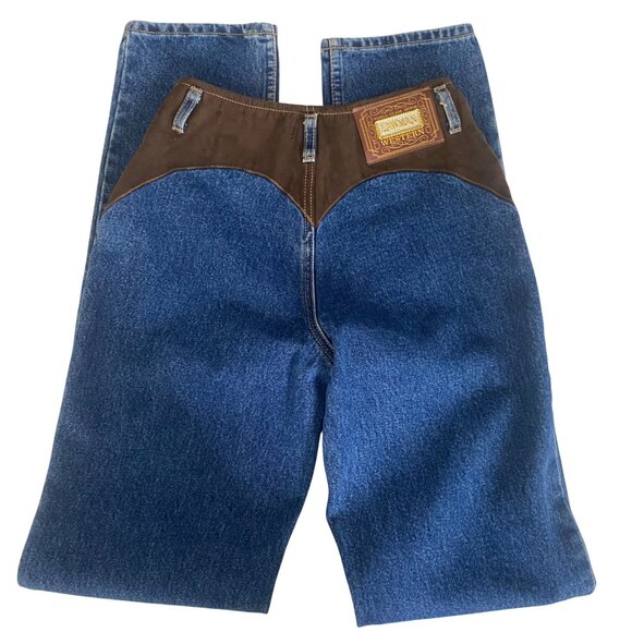 Vintage Lawman Denim Suede Western Style Jeans Womens Size 0 (24x33.5) Slim Fit - Picture 3 of 16